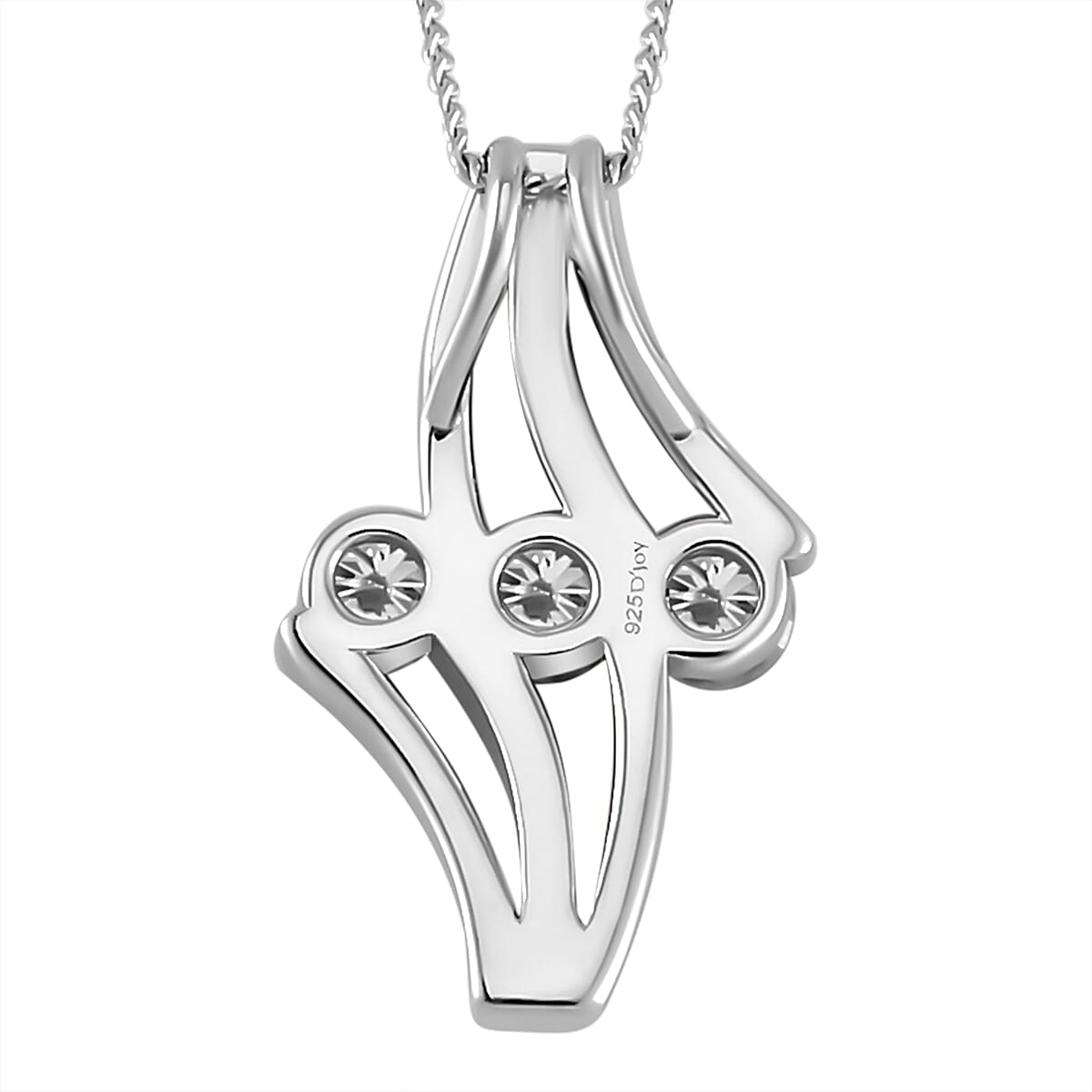 White Moissanite Pendant Necklace 18 Inches in 14K Yellow, Rose Gold and Rhodium Over Sterling Silver 0.70 ctw