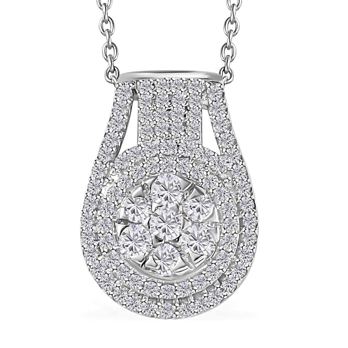 Diamond Cocktail Pendant Necklace 20 Inches in Platinum Over Sterling Silver 0.75 ctw image number 0