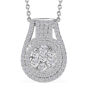 Diamond Cocktail Pendant Necklace 20 Inches in Platinum Over Sterling Silver 0.75 ctw