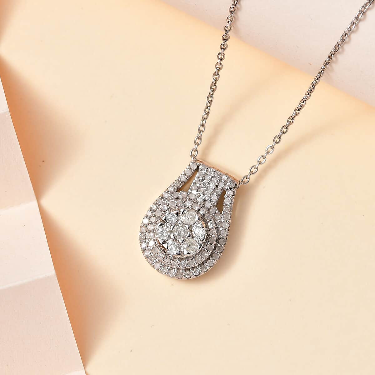 Diamond Pendant Necklace 20 Inches in Platinum Over Sterling Silver 0.75 ctw image number 1