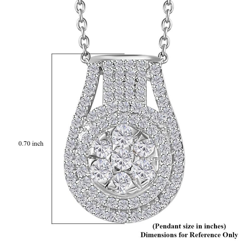 Diamond Cocktail Pendant Necklace 20 Inches in Platinum Over Sterling Silver 0.75 ctw