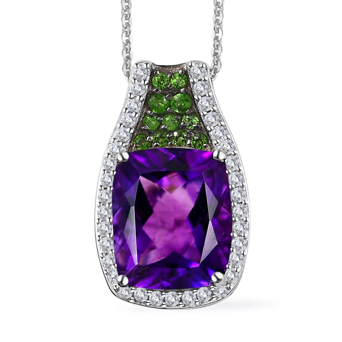 Moroccan Amethyst and Multi Gemstone Pendant Necklace 20 Inches in Platinum Over Sterling Silver 6.00 ctw image number 0