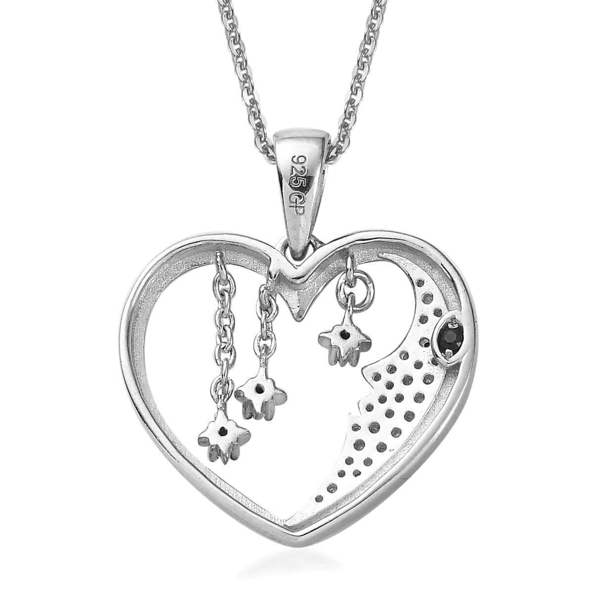 GP Celestial Dream Collection Blue and White Diamond Heart Pendant Necklace 20 Inches in Platinum Over Sterling Silver 0.25 ctw image number 4
