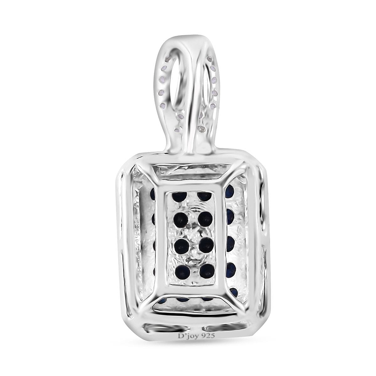 Kanchanaburi Blue Sapphire and White Zircon Octagon Shape Ring (Size 10.0) and Pendant in Platinum Over Sterling Silver 2.00 ctw image number 3