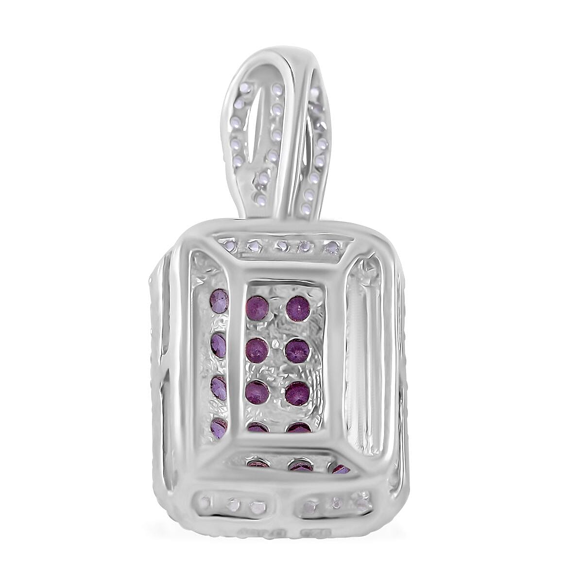 Madagascar Pink Sapphire and White Zircon Octagon Shape Ring (Size 8.0) and Pendant in Platinum Over Sterling Silver 2.25 ctw image number 6