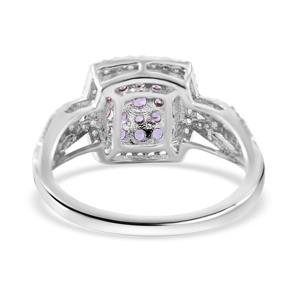 Madagascar Pink Sapphire and White Zircon Cushion Shape Ring (Size 6.0) and Pendant in Platinum Over Sterling Silver 2.25 ctw image number 3