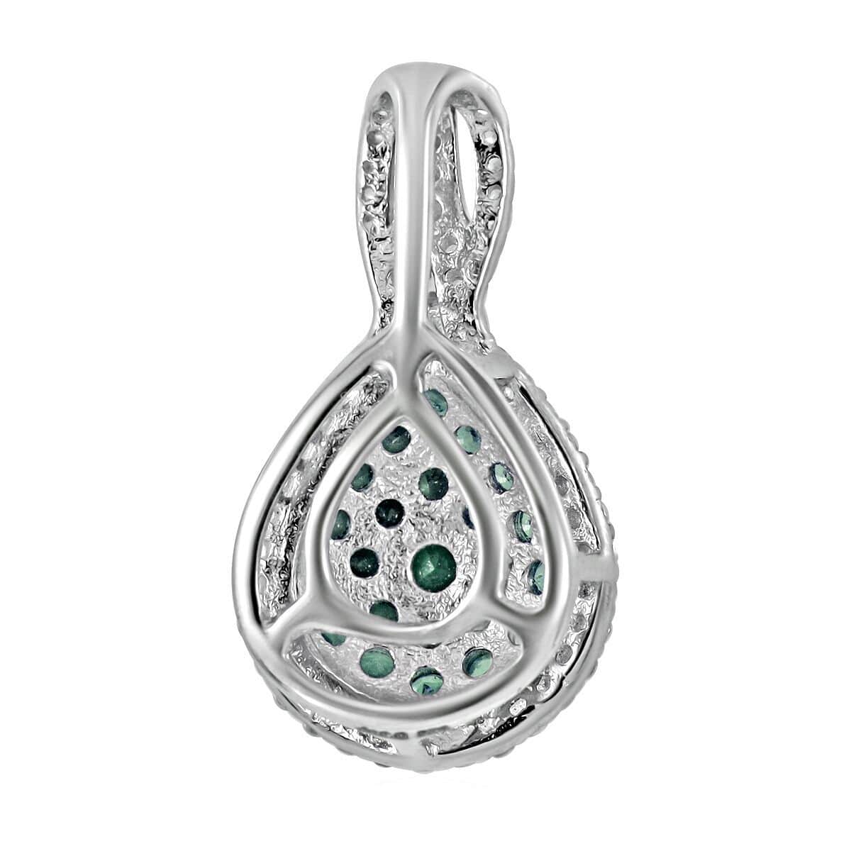 Kagem Zambian Emerald and White Zircon Pear Shape Ring (Size 7.0) and Pendant in Platinum Over Sterling Silver 2.30 ctw image number 7