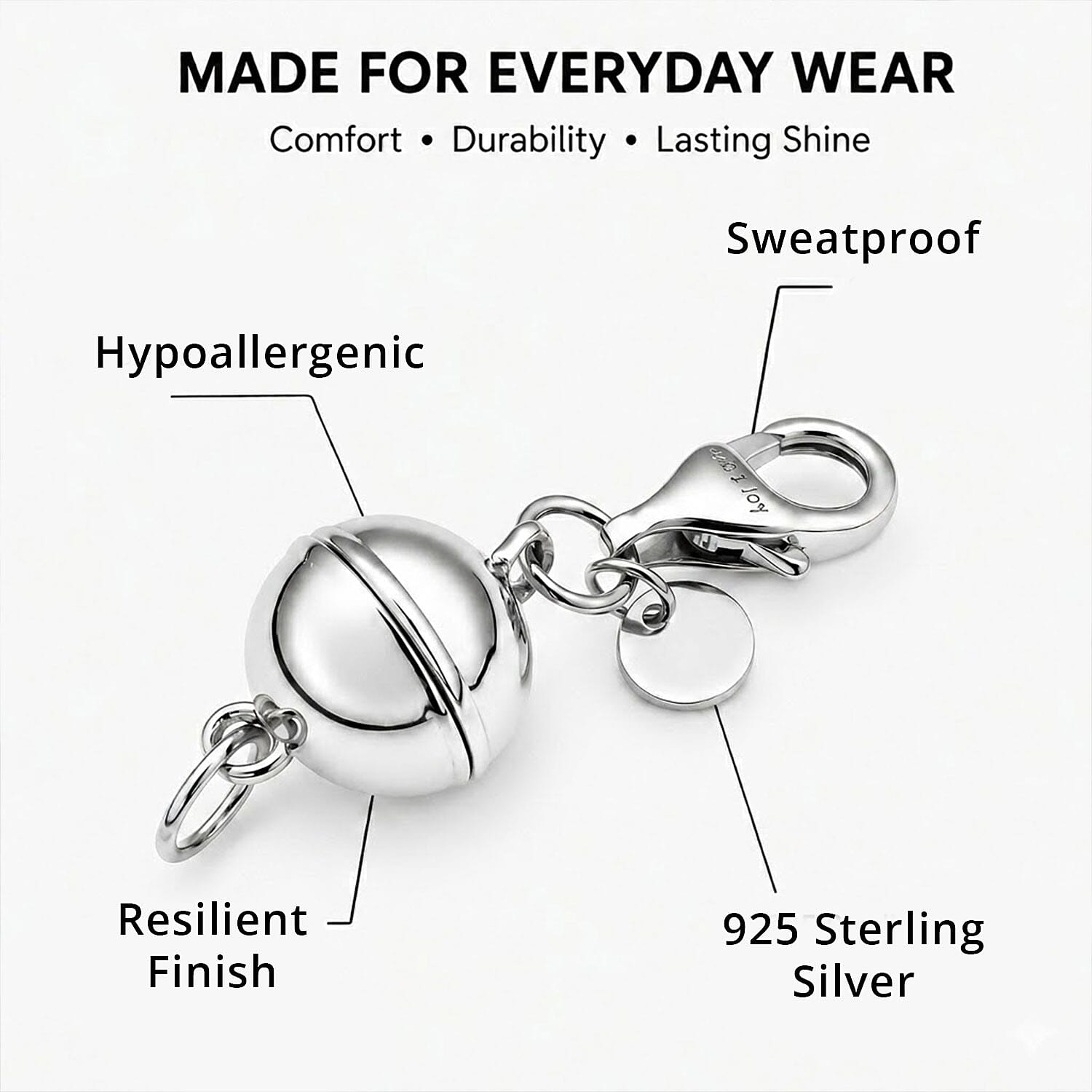 Set of 3 Magnetic Lock with Lobster Clasp in 14K Yellow Gold, Rose Gold and Rhodium Over Sterling Silver 7.40 Grams