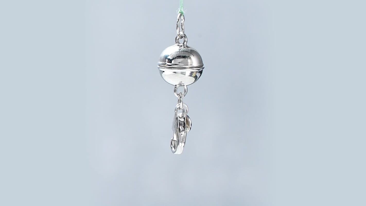 Rhodium Over Sterling Silver 9mm Round Magnetic Lock with Lobster Clasp (2.50 g)