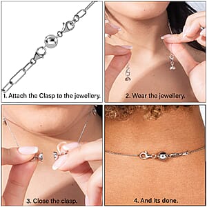 D'Joy Set of 3 Magnetic Lock (Round) with Lobster Clasp in Rhodium Over Sterling Silver 7.40 Grams