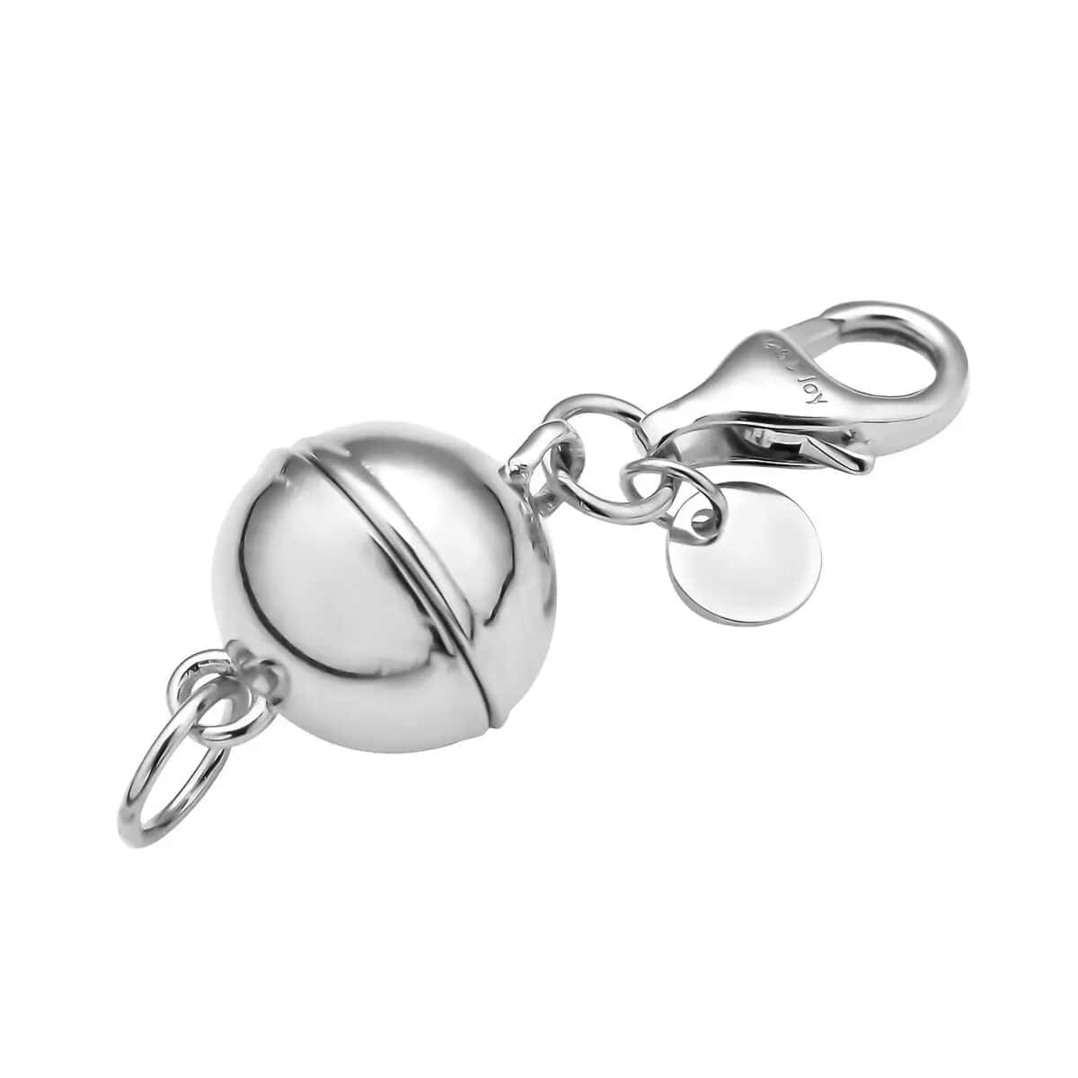 Set of 3, 9mm Round Magnetic Lock with Lobster Clasp in Rhodium Over Sterling Silver 7.40 Grams image number 4