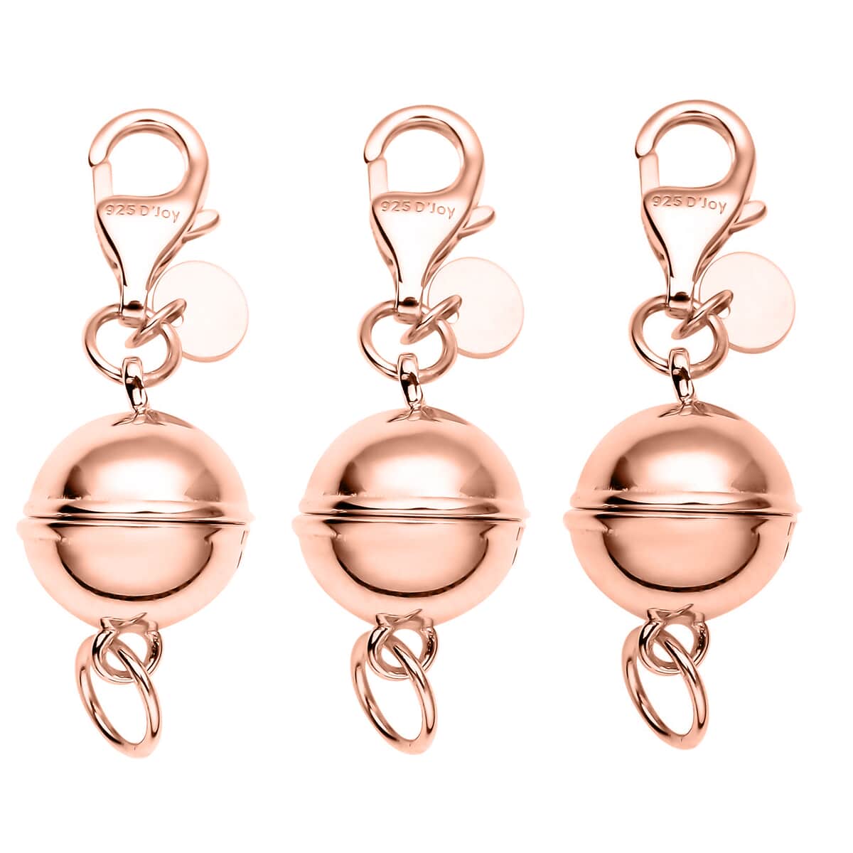 Set of Three 14K Rose Gold Over Sterling Silver Magnetic Lock with Lobster Clasp 7.40 Grams image number 0