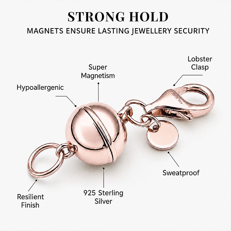 Set of 3 14K Rose Gold Over Sterling Silver Magnetic Lock with Lobster Clasp 7.40 Grams