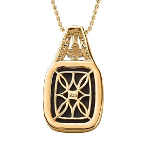 Goldenite and White Zircon Pendant 8.16 ctw Necklace in Vermeil YG Over Sterling Silver 18 Inches