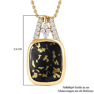 Goldenite and White Zircon Pendant 8.16 ctw Necklace in Vermeil YG Over Sterling Silver 18 Inches