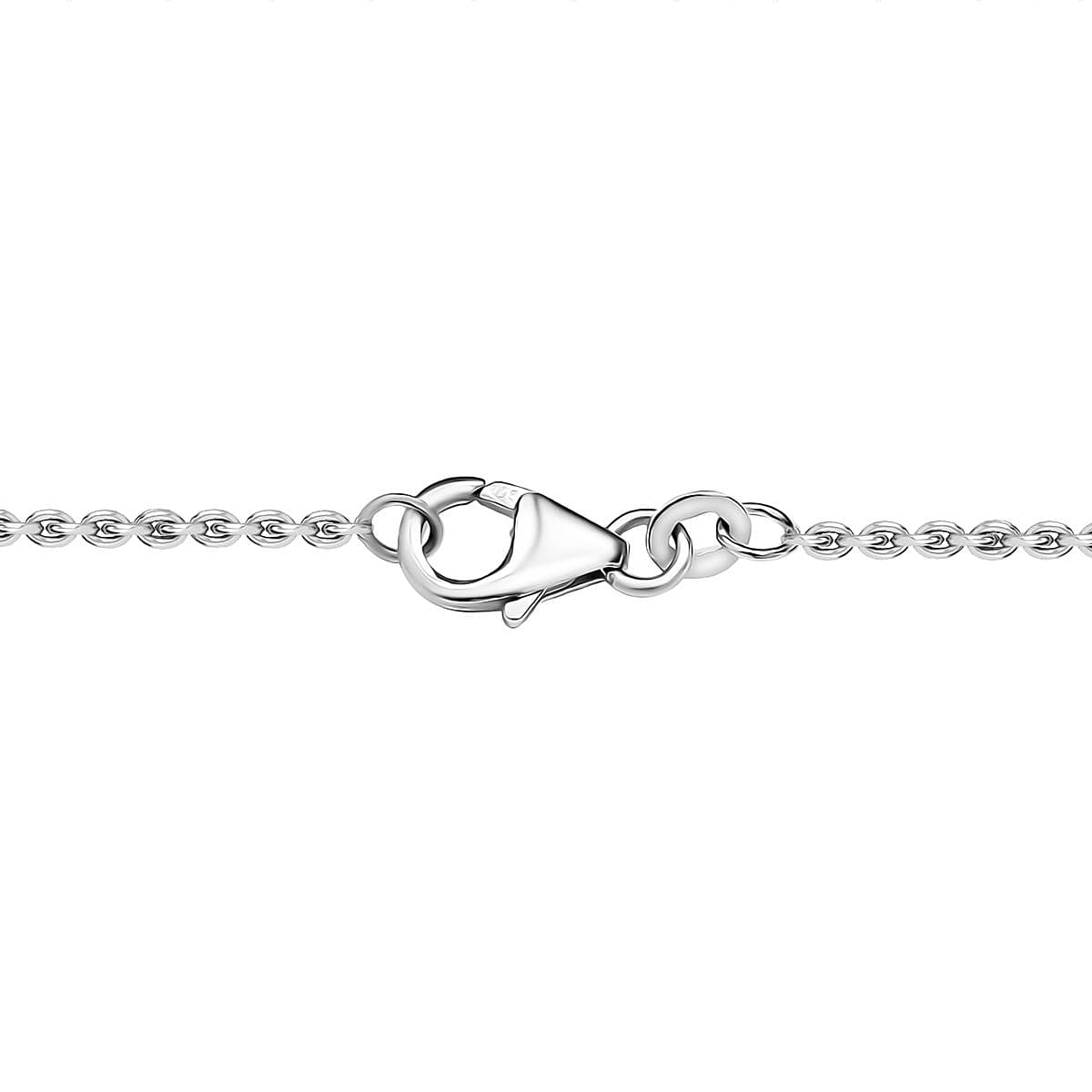 Pendant Necklace 20 Inches in Platinum Over Sterling Silver 5.10 Grams