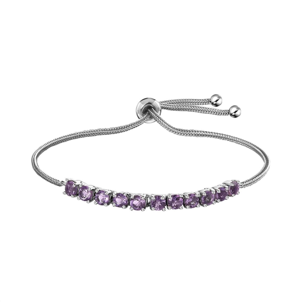 Rose De France Amethyst Bolo Bracelet and Earrings in Stainless Steel 3.75 ctw image number 3