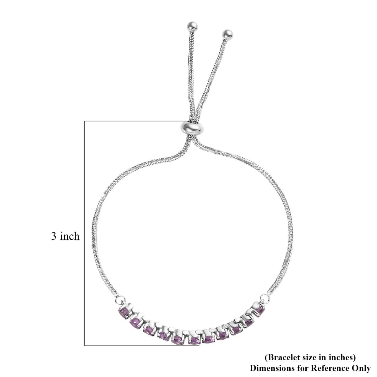 Rose De France Amethyst Bolo Bracelet and Earrings in Stainless Steel 3.75 ctw image number 5