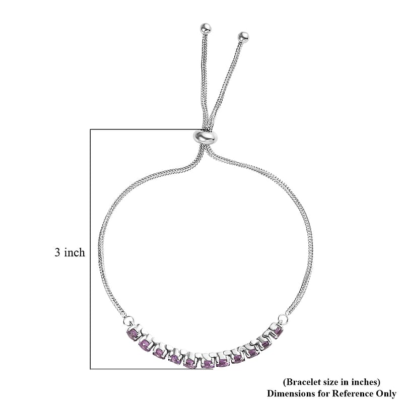 Rose De France Amethyst Bolo Bracelet and Earrings in Stainless Steel 3.75 ctw