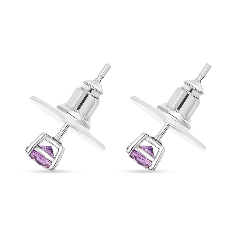 Rose De France Amethyst Bolo Bracelet and Earrings in Stainless Steel 3.75 ctw