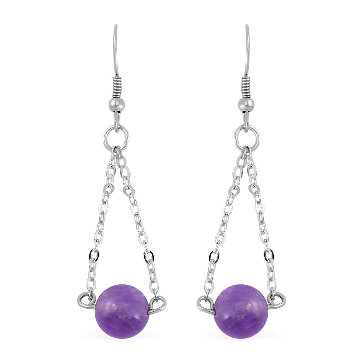 Lavender Amethyst Bolo Bracelet and Earrings in Stainless Steel 93.60 ctw image number 5