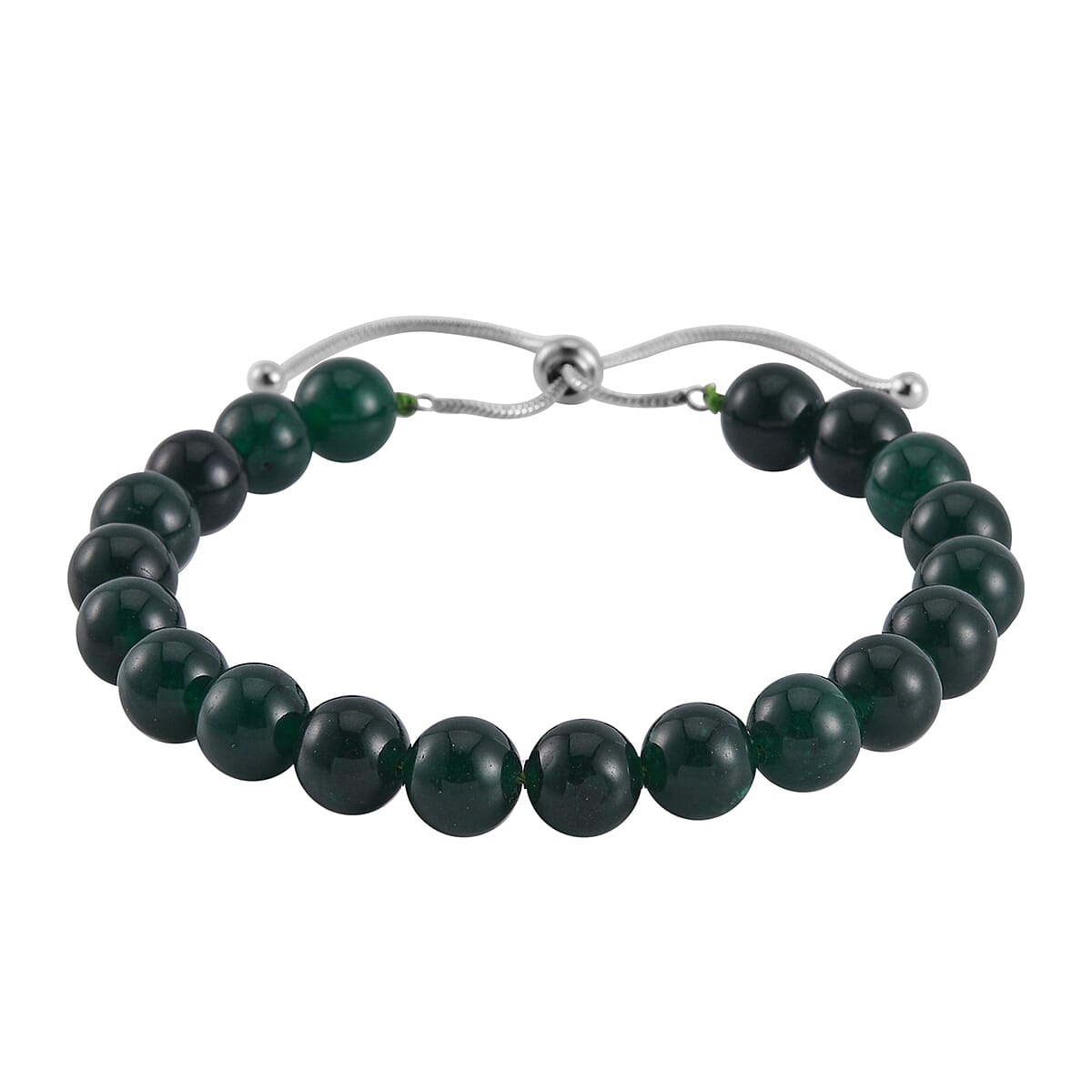 Green Agate Bolo Bracelet and Earrings in Stainless Steel 90.90 ctw image number 2