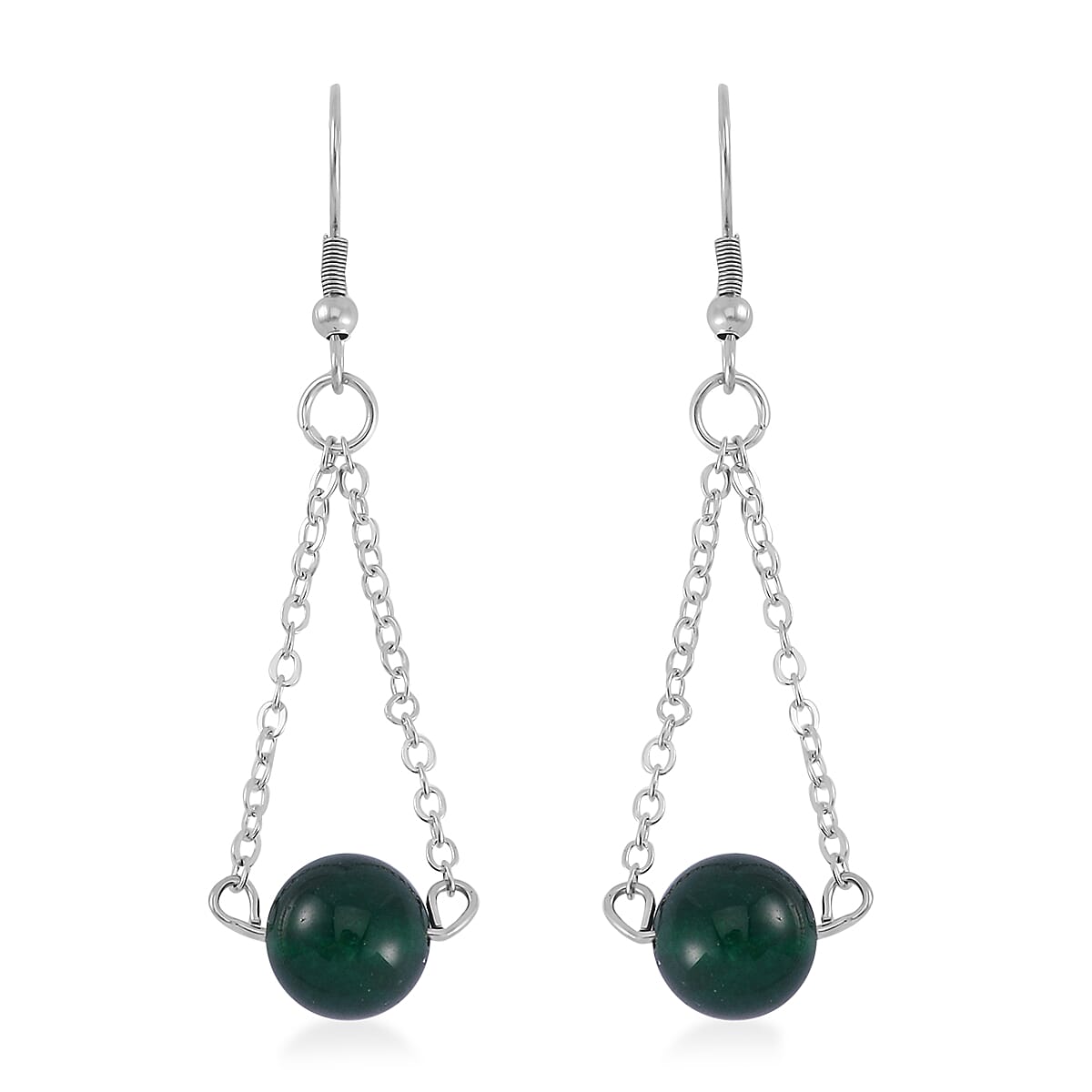 Green Agate Bolo Bracelet and Earrings in Stainless Steel 90.90 ctw image number 5