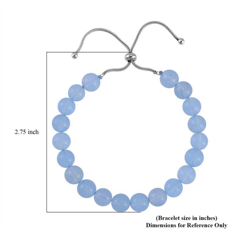 Blue Agate Bolo Bracelet and Earrings in Stainless Steel 84.85 ctw
