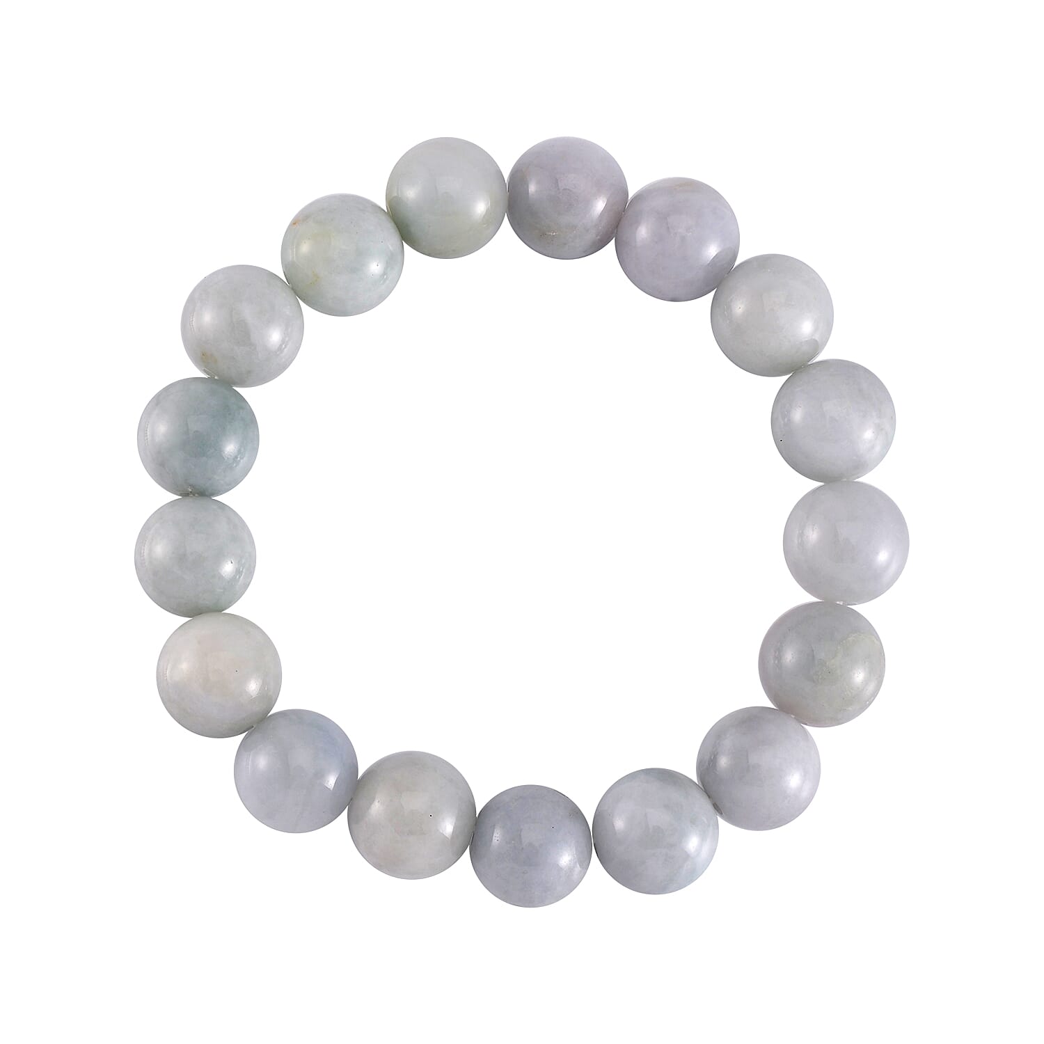 Natural Jade Round Beaded Stretch Bracelet and Lever Back Earrings in Rhodium Over Sterling Silver 195.00 ctw