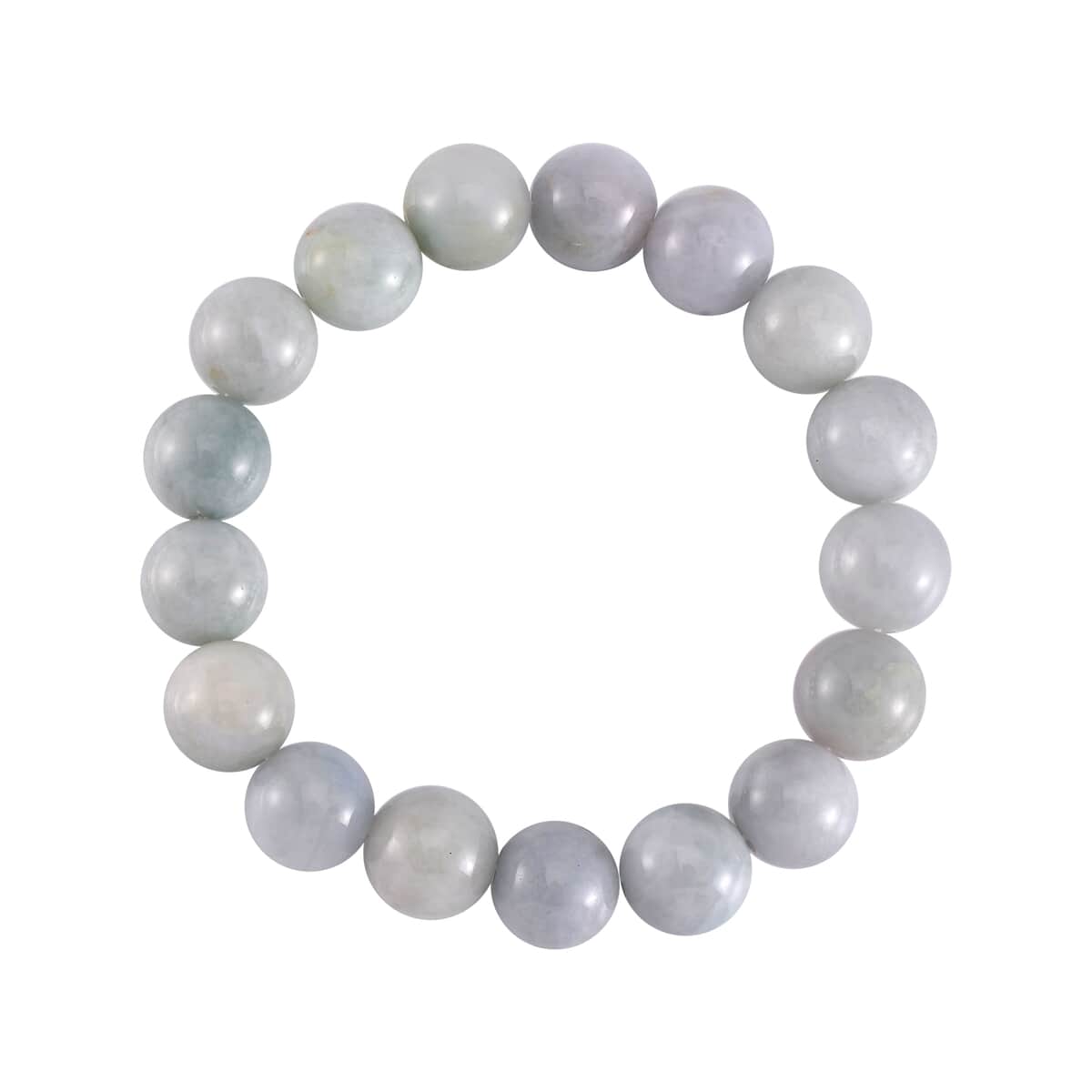 Natural Jade Round Beaded Stretch Bracelet and Lever Back Earrings in Rhodium Over Sterling Silver 195.00 ctw image number 2