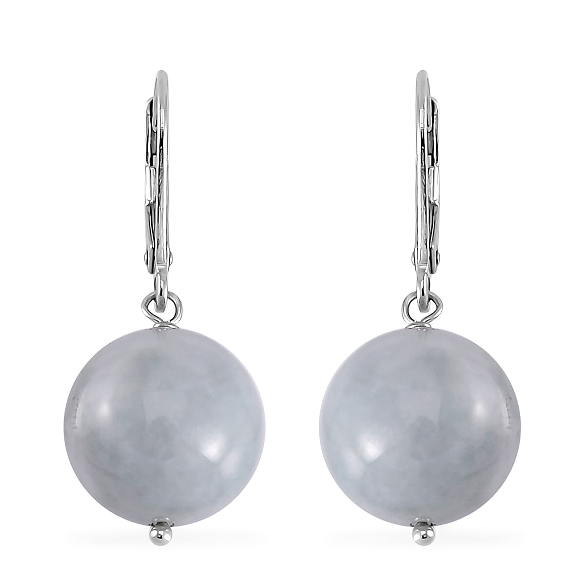 Natural Jade Round Beaded Stretch Bracelet and Lever Back Earrings in Rhodium Over Sterling Silver 195.00 ctw