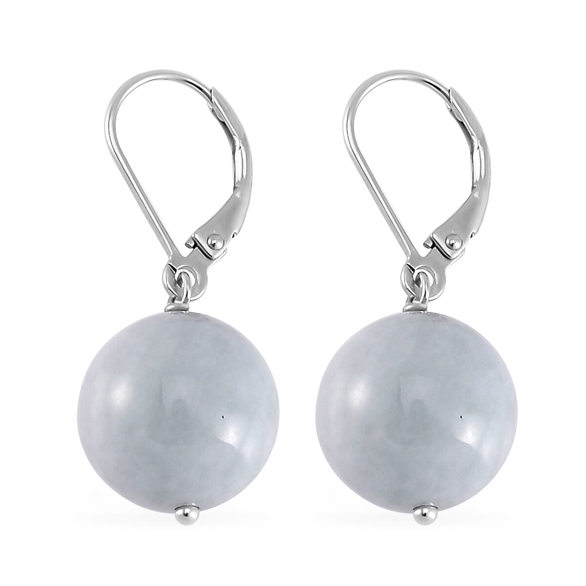 Natural Jade Round Beaded Stretch Bracelet and Lever Back Earrings in Rhodium Over Sterling Silver 195.00 ctw