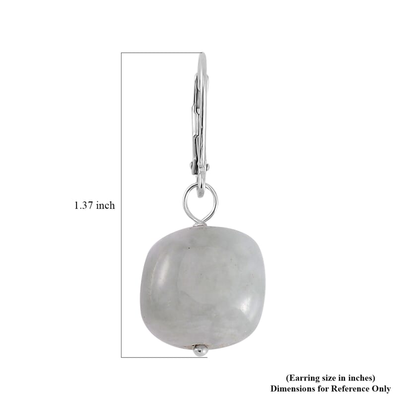 Natural Jade Tumble Shape Stretch Bracelet and Lever Back Earrings in Rhodium Over Sterling Silver 195.00 ctw