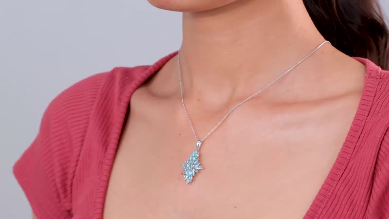 Betroka Blue Apatite Elongated Pendant Necklace 20 Inches in Platinum Over Sterling Silver 3.00 ctw