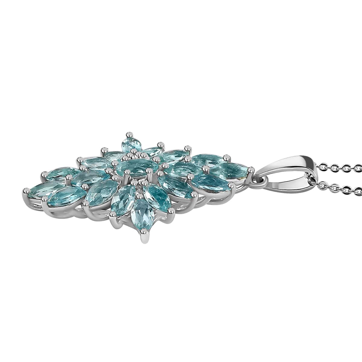 Betroka Blue Apatite Elongated Pendant Necklace 20 Inches in Platinum Over Sterling Silver 3.00 ctw image number 3