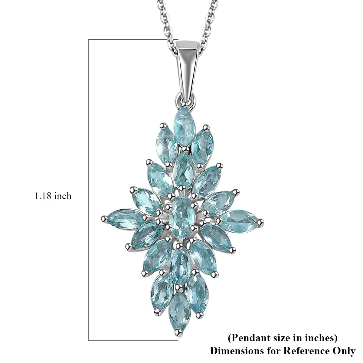 Betroka Blue Apatite Elongated Pendant Necklace 20 Inches in Platinum Over Sterling Silver 3.00 ctw image number 6