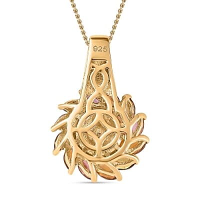 AA Golden South Sea Pearl and Multi Tourmaline 6.58 ctw Pendant Necklace in 18K Vermeil YG Over Sterling Silver 20 Inches