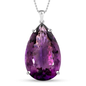 African Amethyst 98.75 ctw Violet Majesty Pendant Necklace in Platinum Over Sterling Silver 24 Inches