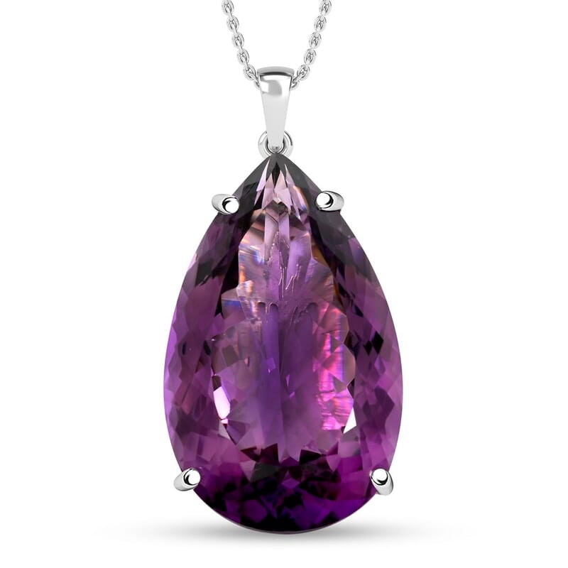 African Amethyst 98.75 ctw Violet Majesty Pendant Necklace in Platinum Over Sterling Silver 24 Inches