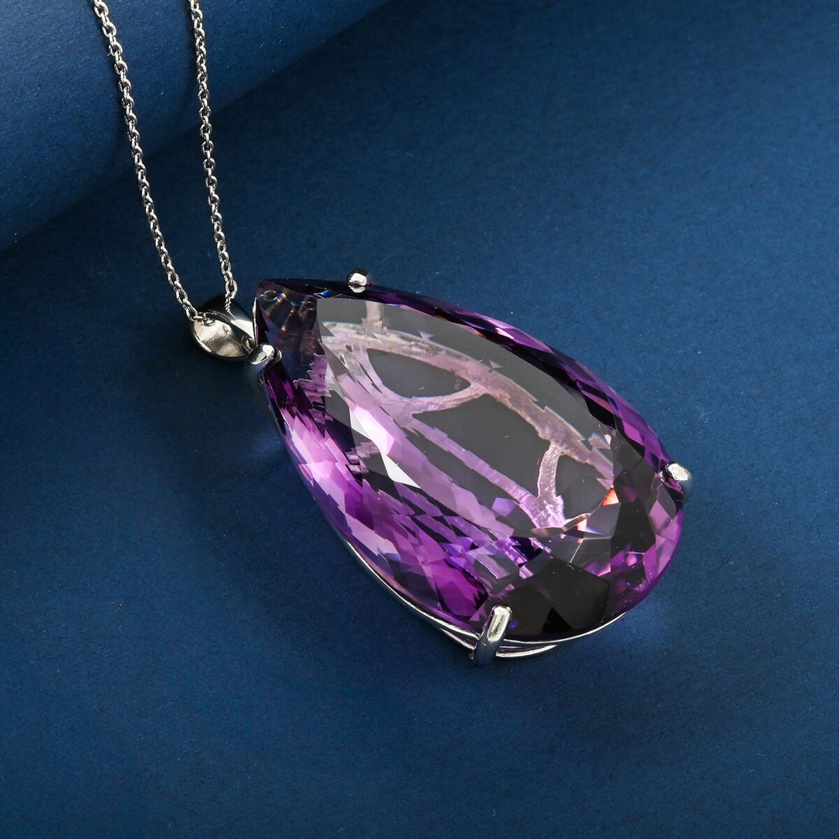 African Amethyst 98.75 ctw Violet Majesty Pendant Necklace in Platinum Over Sterling Silver 24 Inches image number 1