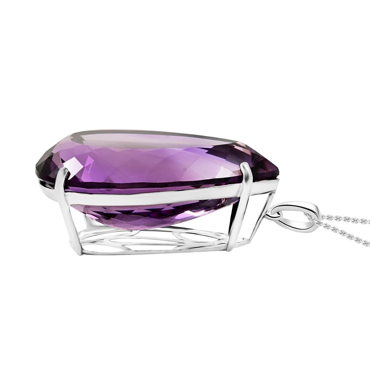 African Amethyst 98.75 ctw Violet Majesty Pendant Necklace in Platinum Over Sterling Silver 24 Inches image number 3