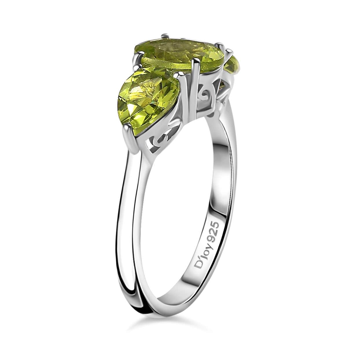 Peridot 3 Stone Ring Size 5 and Pendant Necklace 20 Inches in Platinum Over Sterling Silver (Del. in 10-12 Days) 5.00 ctw image number 3