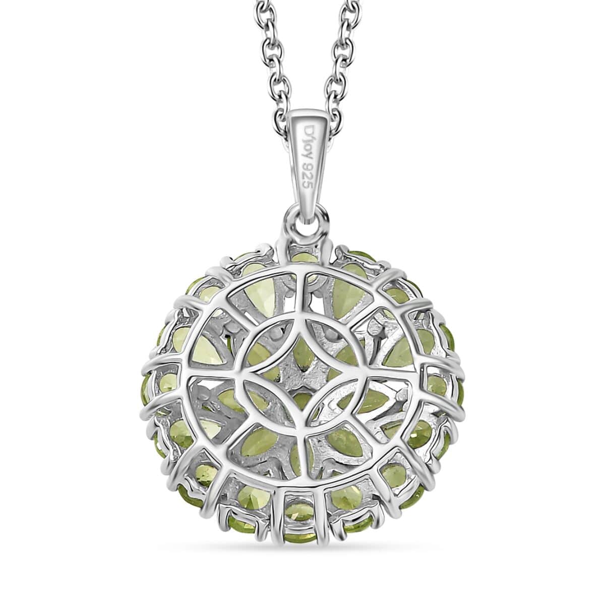 Peridot Floral Spray Pendant Necklace 20 Inches in Platinum Over Sterling Silver 4.65 ctw image number 4