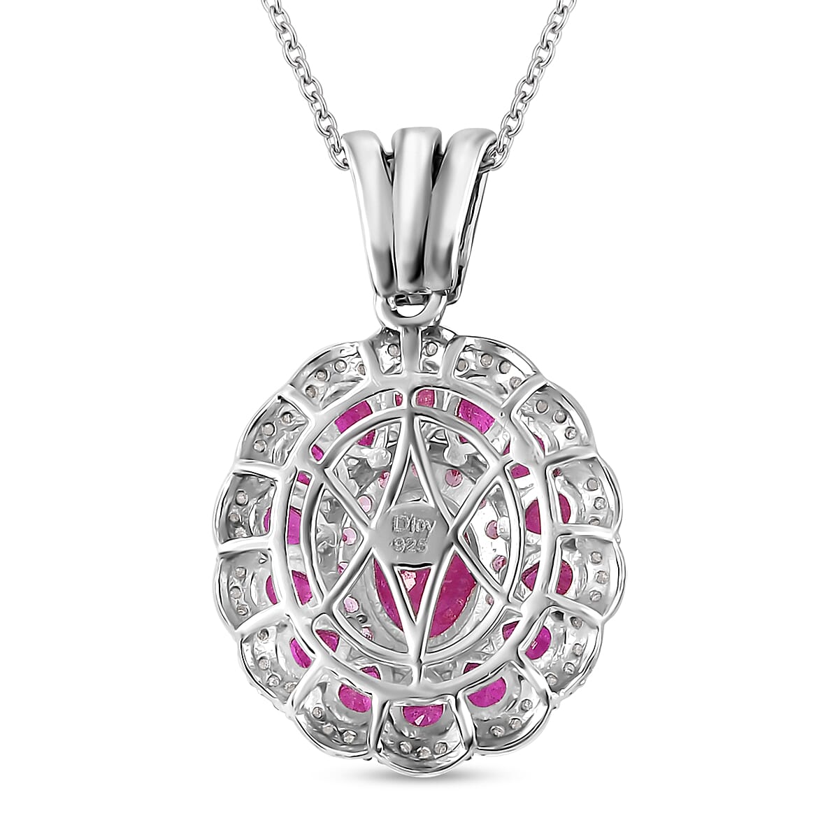 Mozambique Ruby and Multi Gemstone Cocktail Pendant Necklace 20 Inches in Platinum Over Sterling Silver 4.75 ctw image number 4