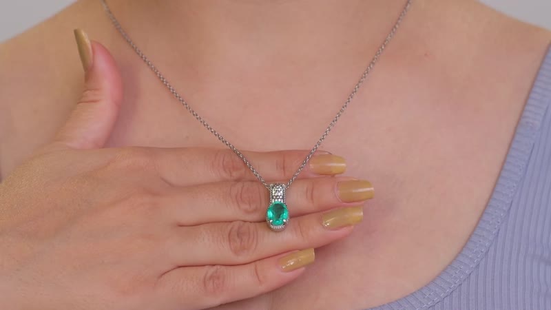 Emeraldine Quartz (Triplet) Solitaire Pendant Necklace 20 Inches in Stainless Steel 3.10 ctw