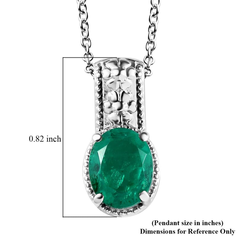 Emeraldine Quartz (Triplet) Solitaire Pendant Necklace 20 Inches in Stainless Steel 3.10 ctw