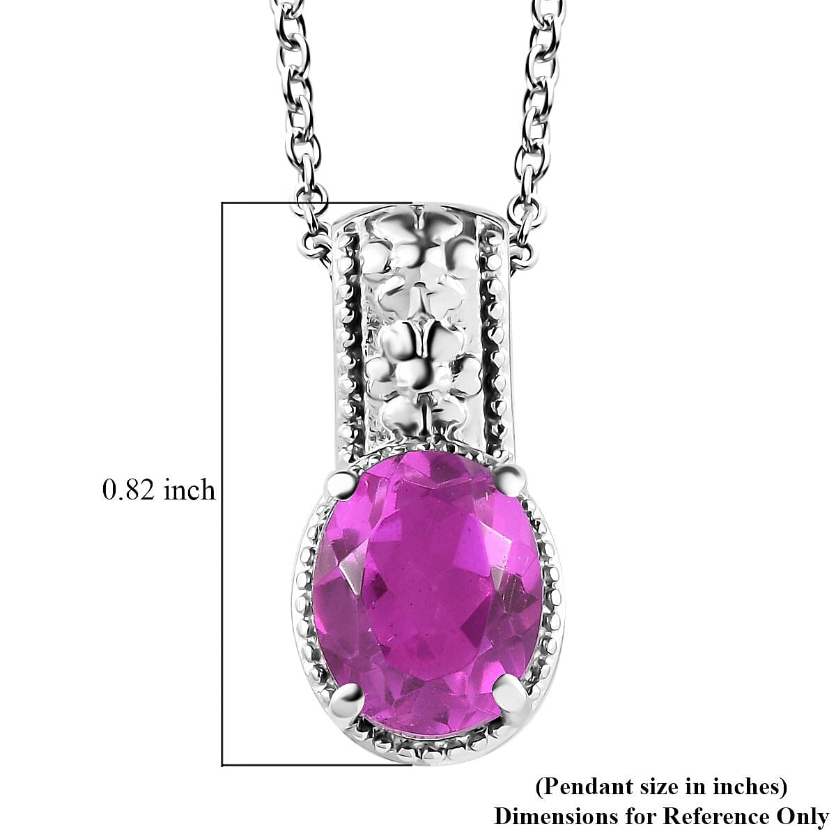 Radiant Orchid Quartz (Triplet) Solitaire Pendant Necklace 20 Inches in Stainless Steel 3.10 ctw image number 5