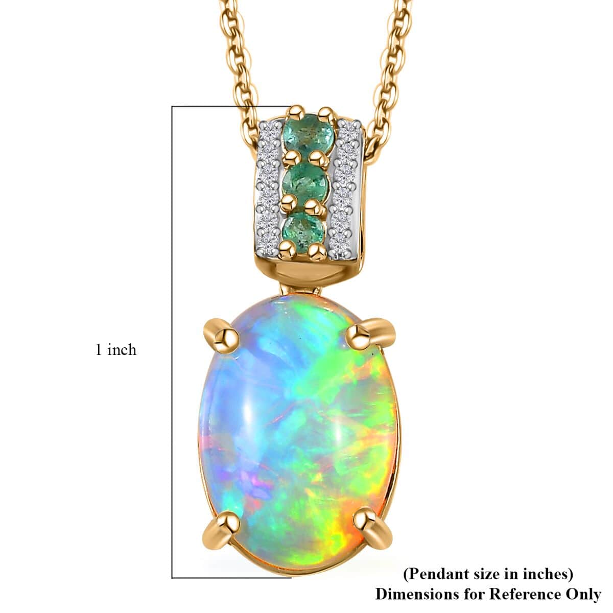 Premium Ethiopian Welo Opal, Multi Gemstone Pendant Necklace (20 Inches) in Vermeil YG Over Sterling Silver 4.10 ctw image number 6