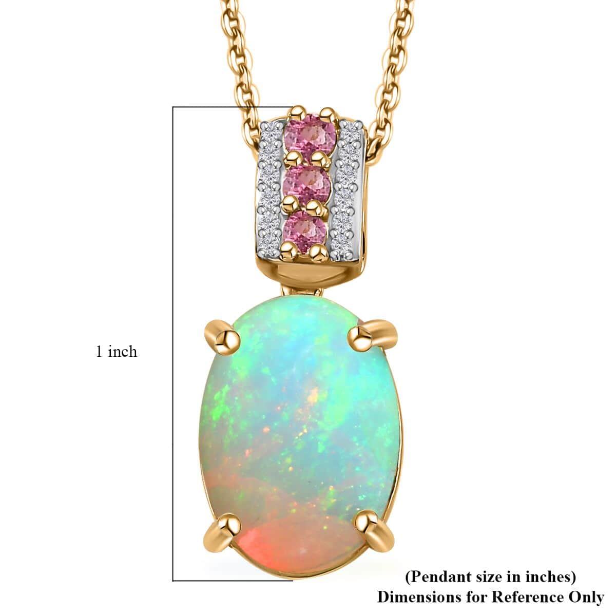 Premium Ethiopian Welo Opal and Multi Gemstone Pendant Necklace 20 Inches in Vermeil Yellow Gold Over Sterling Silver 4.10 ctw image number 6