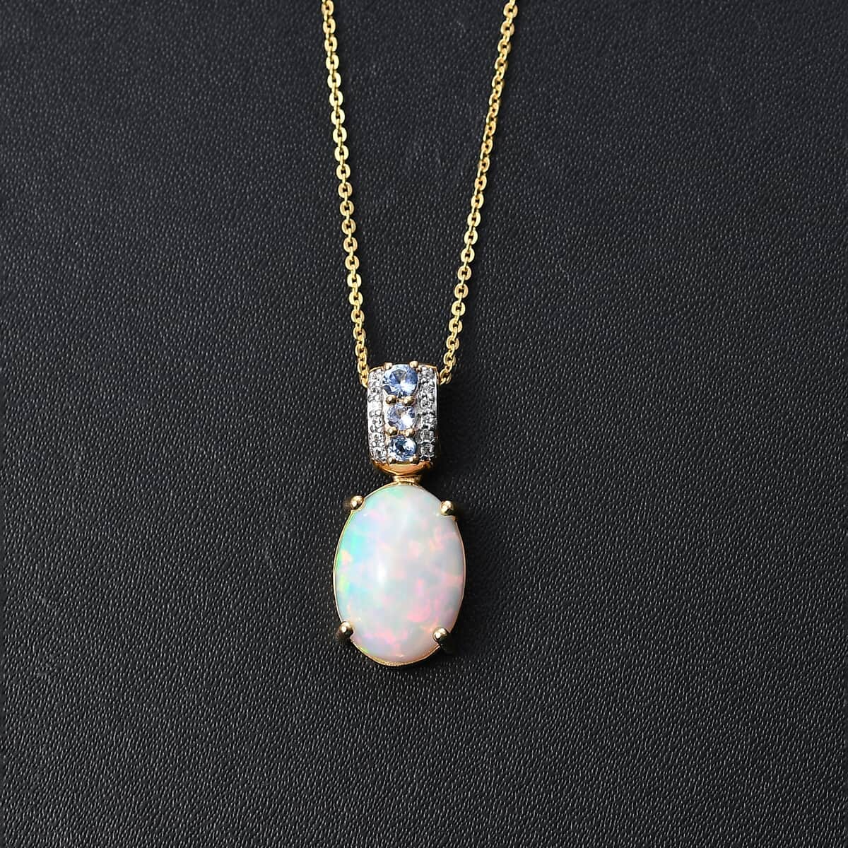 Premium Ethiopian Welo Opal and Multi Gemstone Pendant Necklace 20 Inches in Vermeil Yellow Gold Over Sterling Silver 4.10 ctw image number 1